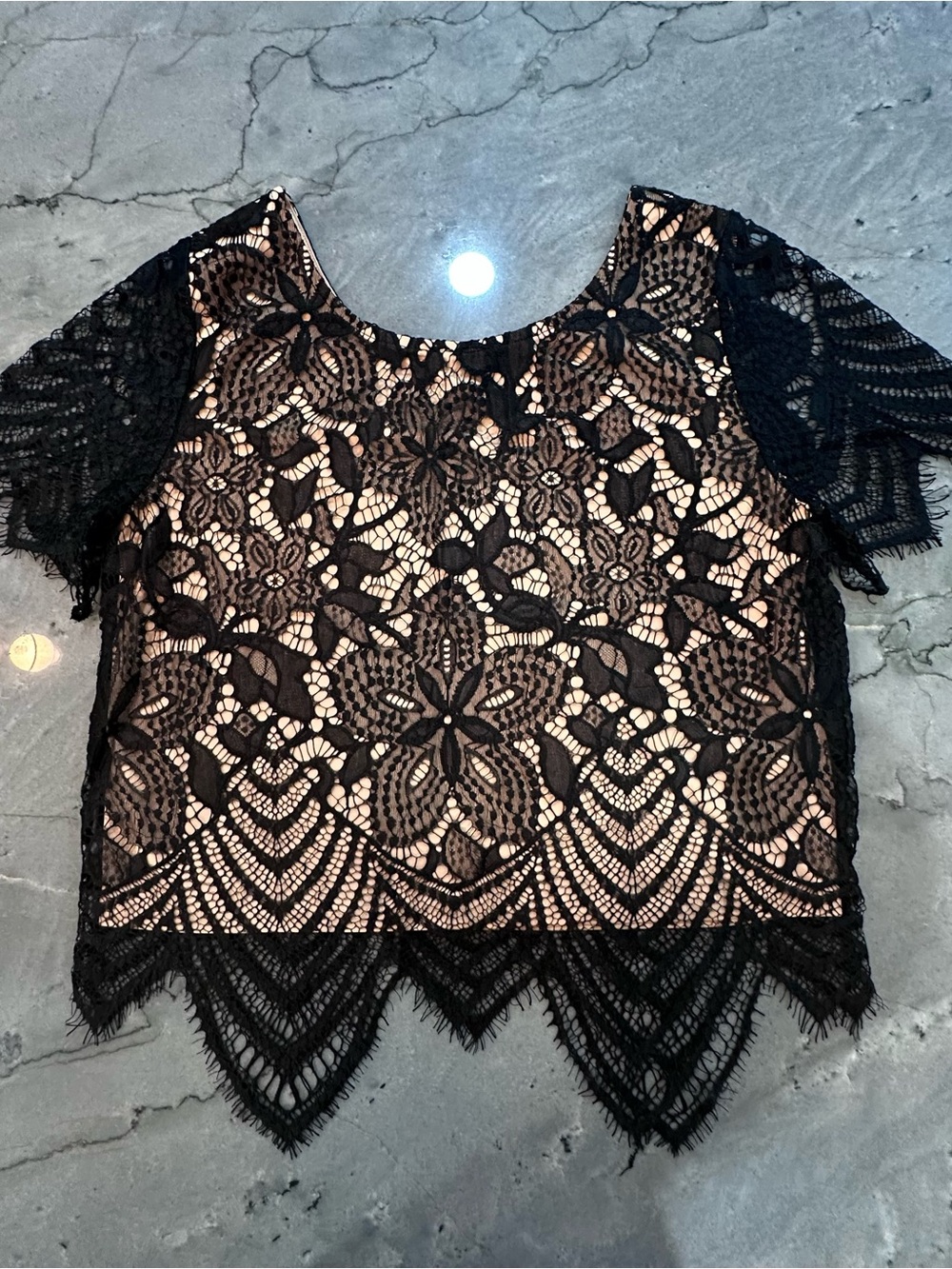 Express Black Lace Overlay Crop Top Size S/P